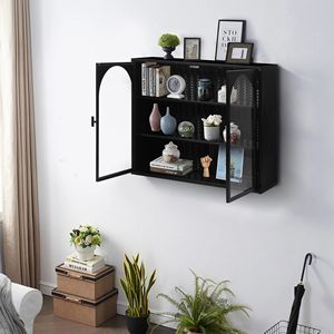 Vetrina Moderna con Porte in Vetro da 70 cm, Armadio a Muro a Doppio Ingresso per Esposizione e Conservazione di Stoviglie, Ideale per Ingresso, Soggiorno, Bagno e Sala da Pranzo - Product Image 3