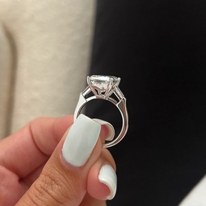 Three Stone Lab Grown <b>Diamond</b> <b>Ring</b> 7 Carat Tapered Baguette 18k White Gold Trendy Design IGI Certified VVS Clarity Women's - Product Image 3