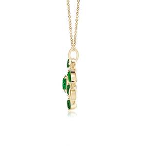 14K <b>Solid</b> <b>Gold</b> Natural Emerald Olive Branch <b>Pendant</b> Round Marquise Multi-Stone Fine Jewellery Anniversary Gift For Her 2026 - Product Image 3