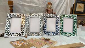 Cadre photo en nacre, coquille de mer, cristaux faits à la main, design unique et tendance. - Product Image 4