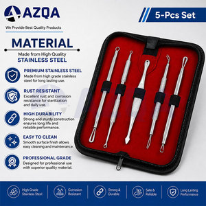 Ensemble d'outils d'extraction de comédons en acier inoxydable, 5 pièces, avec embouts de spatule à double extrémité et étui de rangement pour les soins du visage - Product Image 6