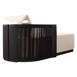 Chaise longue moderne en teck noir avec accoudoirs, chaise longue d'extérieur moderne avec coussin confortable, meubles OEM personnalisés - Product Image 3