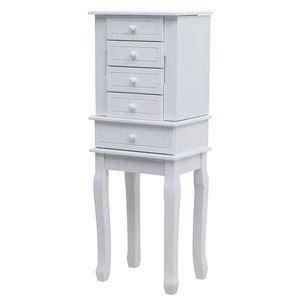 ตู้เก็บเครื่องประดับแบบตั้งพื้น 5 ลิ้นชัก 14 ตะขอแขวนสร้อยคอ พร้อมกระจก ช่องเก็บแหวนแบบถอดได้ ตู้เก็บเครื่องประดับ - Product Image 3