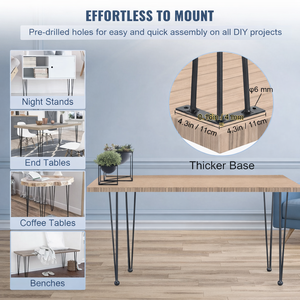 40" Hairpin Table Legs Heavy Duty Furniture Legs 3/8 solid steel 880lbs Industrial <b>Metal</b> Desk Legs Coffee Table DIY EDPTBL022 - Product Image 2