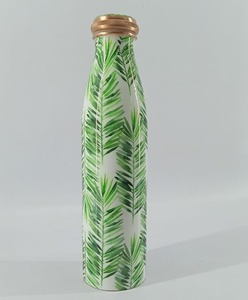 Botella de Agua de Cobre con Base Blanca y Diseño de Hojas Impresas, Diseño Único, Compre Directamente del Proveedor al Precio Más Bajo - Product Image 1