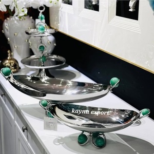 Bols décoratifs de haute qualité, écologiques, modernes, en acier inoxydable poli, en laiton doré, design branche, pour cadeaux de mariage - Product Image 2