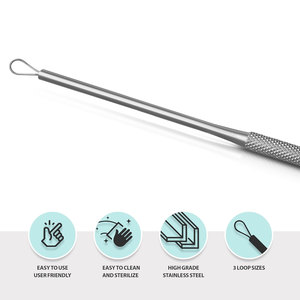 Curette auriculaire de sécurité Billeau avec boucles, instrument chirurgical auriculaire flexible de précision pour l'élimination professionnelle du cérumen et usage médical - Product Image 5