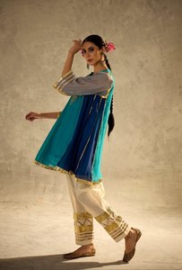 Conjunto de Kurti Étnico para Mujer, Kurti Chanderi Bordado con Gota Patti, Palazzo, Traje para Boda, Diwali, Fiesta - Product Image 5