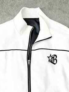 Ensemble de survêtement unisexe blanc 1977 Essential avec veste et pantalon à manches longues, coupe ajustée, léger, avec bordure contrastante, taille XXS - Product Image 3