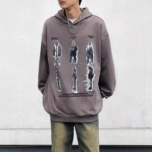 Sudadera con Capucha para Hombre, Corte Regular, Color Gris Sólido, Informal, para Invierno, 100% Algodón, Secado Rápido, Transpirable, con Bolsillo - Product Image 3