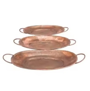 Plateau de service en cuivre design, élégant pour servir des aliments, des boissons, du thé, du café, des collations, pour la cuisine et la salle à manger - Product Image 4