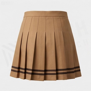Jupe courte plissée pour femme, couleur unie, taille élastique, 100% polyester, confortable, style toutes saisons - Product Image 2