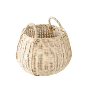 Ensemble de paniers de rangement en rotin naturel avec poignées intégrées, panier à linge et organisateur de jouets tissés artisanalement - Product Image 1
