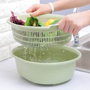 Práctico escurridor de plástico con orificio de doble capa para cocina casera, colador de frutas y verduras, Apto para lavavajillas, duradero - Product Image 3