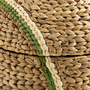 Sporty Woven Water Hyacinth Tennis Ball Kid Storage Basket With <b>Green</b> Detail Woven Handmade Kids Room Decorative Organize - Product Image 5