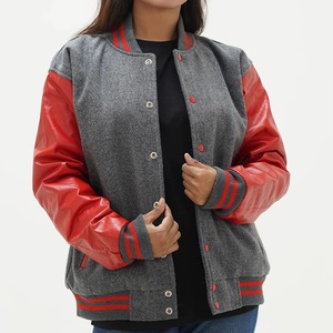 Veste universitaire pour femme, personnalisable, brodée, en mélange de laine avec manches en cuir, vêtement d'extérieur universitaire, service d'échantillons OEM ODM - Product Image 5