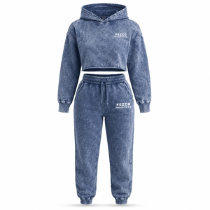 Conjunto Deportivo Vintage de Talla Grande para Otoño-Invierno 2026, Lavado Ácido, Personalizado con Bordado y Encaje, 100% Algodón Felpa - Product Image 6
