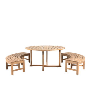 Ensemble de salle à manger d'extérieur en teck massif avec bancs courbes, fabricant de mobilier pour jardins, patios, complexes hôteliers et hôtellerie commerciale - Product Image 6