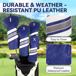 Vente en gros, fabrication OEM, logo brodé personnalisé, housses de tête de club de golf de haute qualité, imperméables, en cuir véritable - Product Image 4