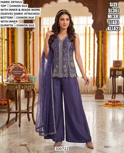 Conjunto de Palazzo Largo con Top de Seda Bordado con Cuentas para Mujer, Estilo Salsa, Ropa Tradicional para Bodas, Corte Holgado, para Todas las Temporadas - Product Image 3