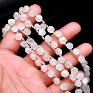 Piedras preciosas facetadas de piedra lunar blanca natural en forma de cebolla y lágrima para la fabricación de joyería, 7-9 mm, 8 pulgadas, cuentas sueltas al por mayor. - Product Image 5