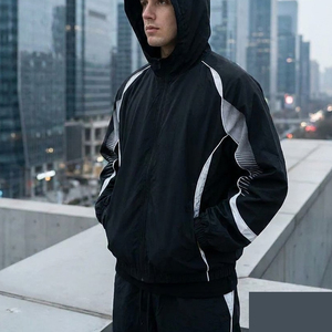 Survêtement unisexe léger et écologique 2 en 1 à capuche, manches longues, fermeture éclair, design sportif uni, respirant, pour adulte, à porter en automne - Product Image 3