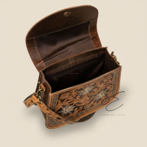 Bolso de Cuero Floral Repujado Artesanal Estilo Western de Gran Venta, Bolso Cruzado Vaquero con Asa Repujada, Bolsos de Cuero Personalizados - Product Image 6