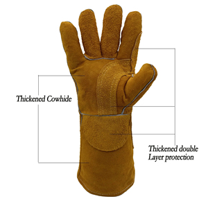High Performance Cowhide Leather Anti Cut Liner Heat Resistant Tig Welding Safety <b>Gloves</b> Most Popular Long Cuff Welder <b>Gloves</b> - Product Image 2