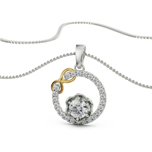 Collier pendentif en forme de fleur avec diamant, argent 925 plaqué rhodium, chaîne serpent, bijoux de luxe pour femmes, bijoux de fiançailles - Product Image 1