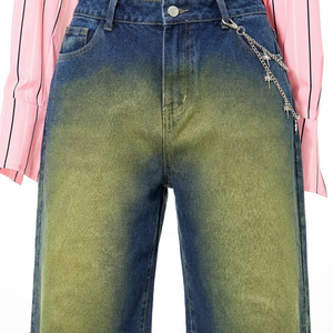 High Quality Stonewashed Women's High Waist Gradient Wash Denim <b>Shorts</b> Straight Leg Casual Summer Style Women Wash Jorts - Product Image 4