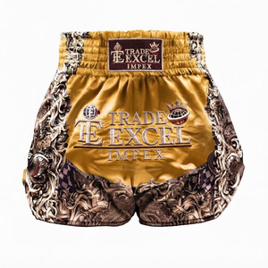 Pantalones Cortos de Muay Thai para Hombre Trade Excel Impex, Cintura Media, Satén, Logotipo Bordado en la Parte Delantera, Casuales, Sólidos, Transpirables, de Secado Rápido, Profesionales - Product Image 5