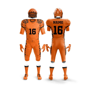 Uniforme de Fútbol Americano Personalizado para Hombre, Naranja 16, Sublimado, Cuello en V, Manga Corta, Poliéster que Absorbe la Humedad, Conjunto de Camiseta y Pantalones para Equipo - Product Image 1
