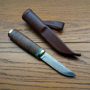 Cuchillo Puukko de Acero Damasteel Hecho a Mano con Mango de Arce Rizado Tostado – Cuchillo de Hoja Fija Premium para Bushcraft y Caza - Product Image 3