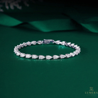 Bracelet tennis de luxe en diamant de laboratoire en forme de poire, plaqué rhodium, pour femme, cadeau d'anniversaire, certifié IGI, bijoux fins