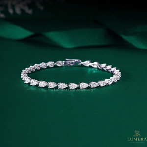 Bracelet tennis de luxe en diamant de laboratoire en forme de poire, plaqué rhodium, pour femme, cadeau d'anniversaire, certifié IGI, bijoux fins - Product Image 1