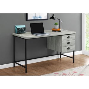 Scrivania Moderna Contemporanea da 55 Pollici per Ufficio Domestico con Cassetti Portaoggetti, Laminato Grigio e Metallo Nero per Lavoro con Laptop - Product Image 5