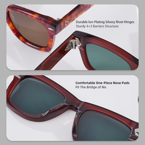 Occhiali <span class=keywords><strong>da</strong></span> Sole Retrò con Montatura Audace in Acetato, Rivetti a Punta di Freccia, <span class=keywords><strong>Lenti</strong></span> Colorate, Occhiali <span class=keywords><strong>da</strong></span> Sole alla Moda per Donna e Uomo - Product Image 5