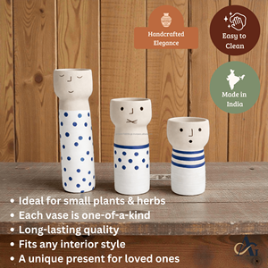 Juego de Jarrones de Cerámica Modernos Hechos a Mano en India, Acabado Brillante, Decoración Minimalista para el Hogar, Cerámica Artesanal - Product Image 3