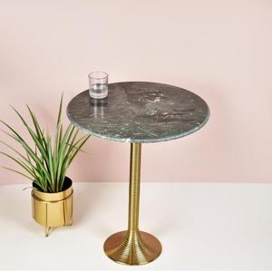 Modern <b>Round</b> Marble Top <b>Side</b> <b>Table</b> With <b>Gold</b> Metal Base Indoor Living Room Decor Accent Piece - Product Image 1