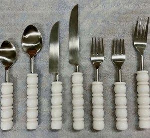 Elegant Style Flatware <b>Set</b> 18/<b>8</b> Stainless Steel With Resin Handle Cutlery <b>Set</b> of 7pcs Durable Mirror Polish <b>Dinnerware</b> Utensil - Product Image 1