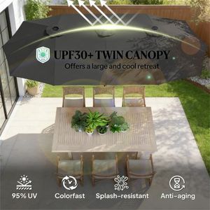Parasol de terrasse gris foncé sans base, parasols et bases pour patio - Product Image 2