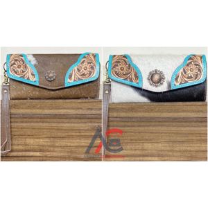 Portefeuille pour femme en cuir véritable fait main grande capacité, pochette de téléphone portable tendance avec poches pour cartes et monnaie, vente en gros - Product Image 1