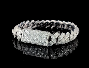 <b>Mens</b> 925 Silver Moissanite Cuban Link Bracelet Iced Pave Statement Luxury Chain Bracelet Hip Hop Jewellery for <b>Men</b> - Product Image 4