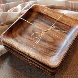 Assiette à dîner en bois d'acacia faite à la main, écologique, lavable au lave-vaisselle, design personnalisable pour la maison, le restaurant et les fêtes - Product Image 4