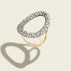 Bagues Statement d'inspiration vintage avec diamants de laboratoire pavés, finition rhodium noir antique, grandes bagues ovales de luxe en or massif 14K 18K - Product Image 1