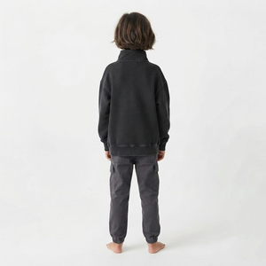 Custom Kids Oversized <b>Half</b> <b>Zip</b> <b>Sweatshirt</b> Custom Heavyweight Cotton Hoodie Unisex Drop Shoulder Streetwear Leisure Top - Product Image 4