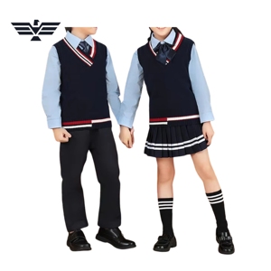 Chaleco Escolar Formal Personalizado de Algodón Tejido, Cuello en V, Sin Mangas, para Niños Unisex, con Logotipo Personalizado - Product Image 5