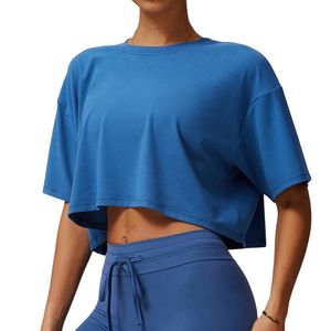 Camiseta Azul Oversize para Mujer, Camiseta Deportiva de Cuello Redondo y Manga Corta, Spandex y Poliéster, Producción en Masa - Product Image 1