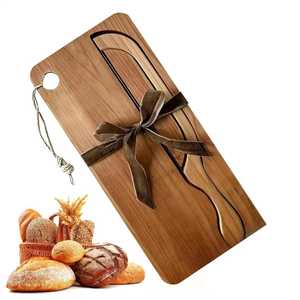 Planche à découper en bois avec couteau intégré et ruban cadeau, emballée pour la cuisine - Product Image 1