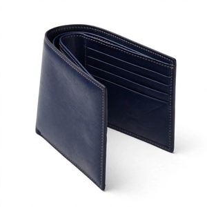 <b>Cheap</b> Price Genuine Leather Slim Fold <b>Wallet</b> Dark Blue Minimalist Style Unisex Multifunctional Short Daily Use From BD - Product Image 3